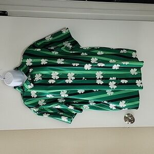 Men's Green Stripes Shamrock Funny Hawaiian Shirt, Size XXL